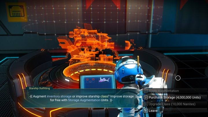 Terminal oferuje też ulepszenie klasy statku kosmicznego, co zwiększy maksymalną ilość miejsc jakie możecie w nim posiadać - No Mans Sky: Ulepszenia Statku - No Mans Sky - poradnik do gry