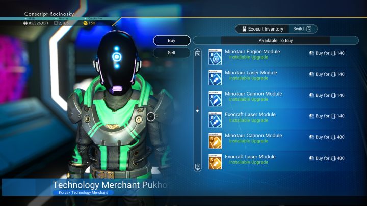 Moduły ulepszeń kupicie u handlarza na wszystkich stacjach kosmicznych - No Mans Sky: Ulepszenia Egzopojazdu (Exocraft) - No Mans Sky - poradnik do gry