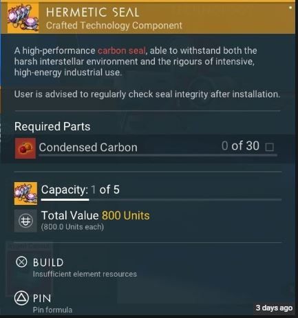 Hermetic Seal możesz zbudować z 30 skondensowanych węgli, te zdobędziesz przerabiając węgiel w maszynie do rafinerii - Hermetyczna uszczelka w No Mans Sky NEXT - No Mans Sky - poradnik do gry