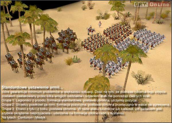 W przypadku spotkania z przeciwnikiem na równinie, gdzie nie da się wykorzystać ani lasów, ani wzgórz, stosunkowo duże znaczenie ma liczebność własnej armii - Ustawienia oddziałów | Podstawy Praetorians - Praetorians - poradnik do gry