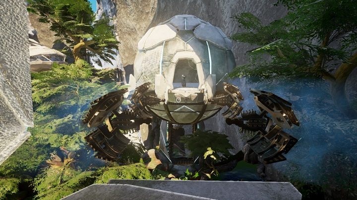 Po pokonaniu mostu docierasz do niewielkiej komnaty w której znajdziesz obok siebie dwa urządzenia teleportujące - Mosty Villeinów | Opis przejścia Obduction - Obduction - poradnik do gry