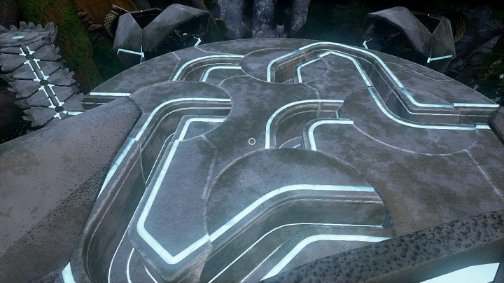 Naciśnij trzy razy przycisk umieszczony na lewej stronie kolumny - Tworzenie ścieżki i uruchamianie Kapsuły | Opis przejścia Obduction - Obduction - poradnik do gry