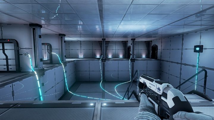 Wchodząc do pomieszczenia zauważymy cztery drzwi i jedną wiązkę energii która łączy je wszystkie - Chapter 2 - Opis Przejścia - The Turing Test - poradnik do gry