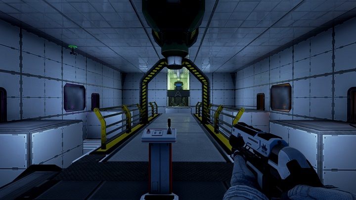 Wchodzimy na platformę przed nami i przejmujemy kontrolę nad kamerą znajdującą się po lewej stronie - Chapter 7 - Opis przejścia - The Turing Test - poradnik do gry