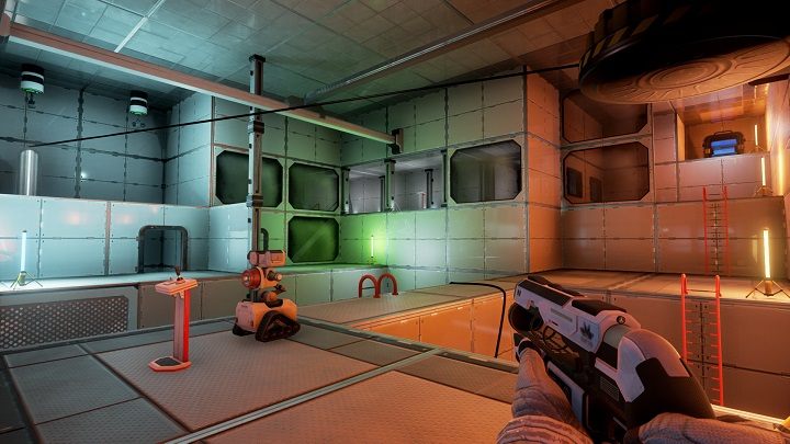 Pobieramy wiązkę energii z zamkniętych drzwi które posiadają do otwarcia dwa pojemniki - Chapter 7 - Opis przejścia - The Turing Test - poradnik do gry