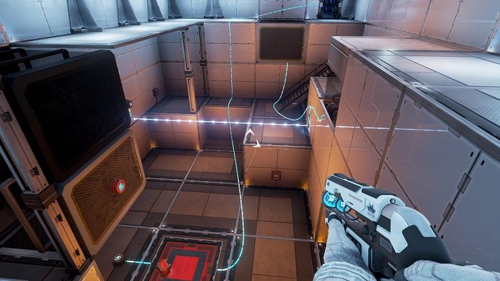 Stamtąd aktywujemy ruchomą platformę aby odblokować przejście wyżej - Chapter 7 - Opis przejścia - The Turing Test - poradnik do gry