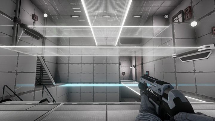 Pobieramy wiązkę energii która znajduję się po prawej stronie pomieszczenia i wypuszczamy ją do pojemnika naprzeciwko nas - Chapter 3 - Opis Przejścia - The Turing Test - poradnik do gry