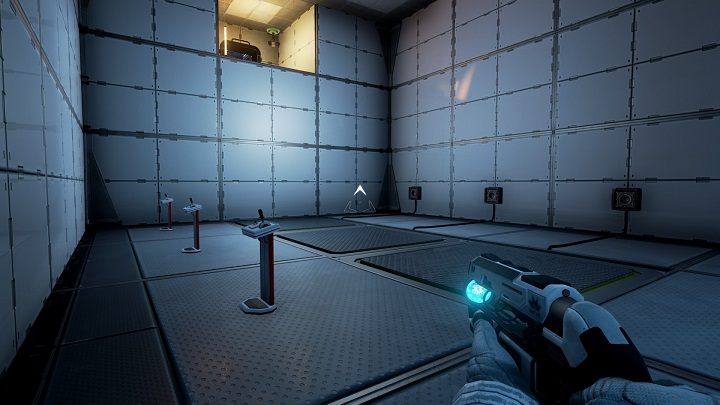 Możemy zauważyć trzy urządzenia, które sterują wysokością platform - Chapter 3 - Opis Przejścia - The Turing Test - poradnik do gry