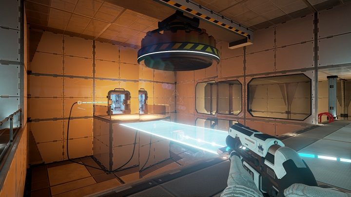 Zdejmujemy pojemnik z magnesu i wkładamy go tak by aktywować most - Chapter 4 - Opis Przejścia - The Turing Test - poradnik do gry