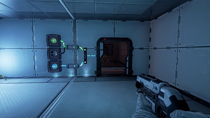 Ustawiamy wiązki w kolejności od góry: zielona, fioletowa i niebieska - Chapter 4 - Opis Przejścia - The Turing Test - poradnik do gry