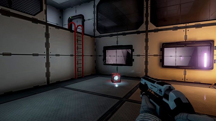 Po chwili dotrzemy do trzeciego sektoru, podnosimy pojemnik i przekładamy go przez okno, które będzie widoczne przed nami - Chapter 1 - Opis Przejścia - The Turing Test - poradnik do gry