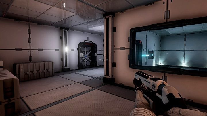 Po wejściu do sektora A5 ignorujemy wiązkę energii znajdującą się przed nami i przechodzimy za drzwi - Chapter 1 - Opis Przejścia - The Turing Test - poradnik do gry