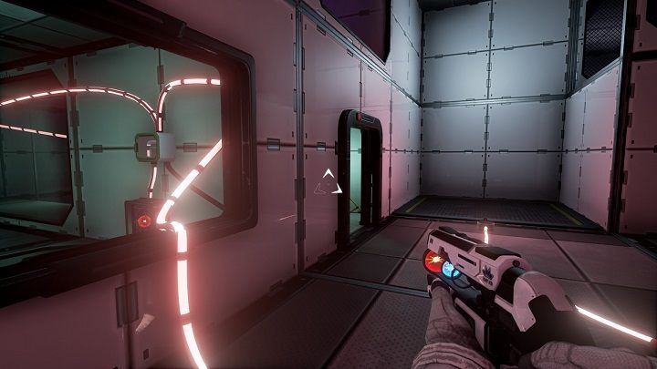 Stajemy obok okna i reaktywujemy czerwoną wiązkę by wrócić do pomieszczenia z piętrami - Chapter 6 - Opis przejścia - The Turing Test - poradnik do gry