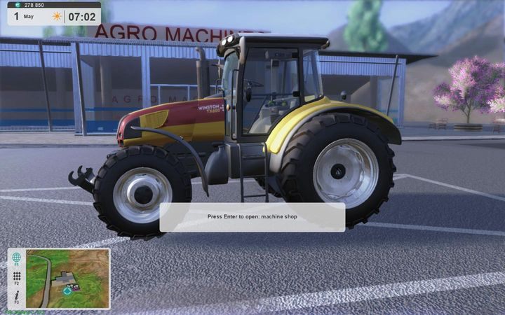 Po dokonanym zakupie sprzęt pojawi się na parkingu przed sklepem - możesz go stamtąd zabrać odjeżdżając nim (w przypadku kombajnów czy traktorów) lub też podpinając do własnego sprzętu i odjeżdżając - Kupno maszyn | Podstawy | Polska Farma 2017 - Polska Farma 2017 - poradnik do gry