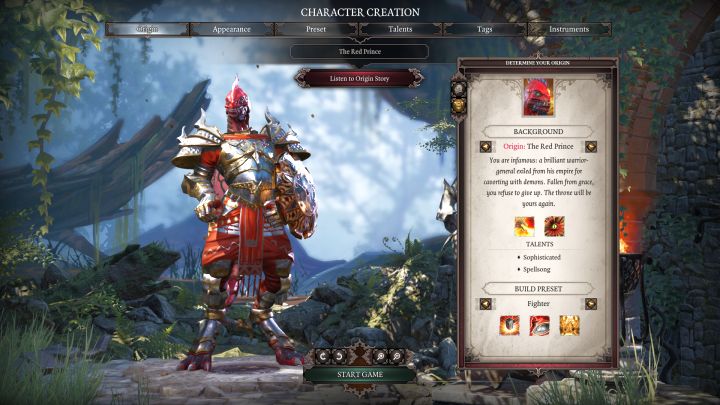 The Red Prince i jego domyślna klasa postaci, Fighter. - Red Prince | Bohaterowie fabularni w Divinity Original Sin 2 - Divinity Original Sin 2 - poradnik do gry