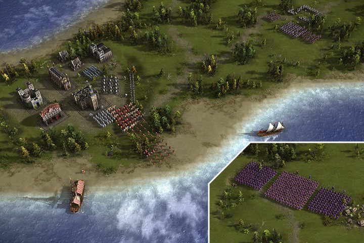 Przetransportuj generała do Walii (niebieski), wraz z transportem żołnierzy i kilku chłopów - Walki na kanale La Manche | Kampania - Rozkwit francuskiej floty | Kozacy 3 - Kozacy 3 - poradnik do gry