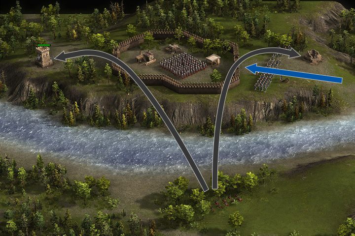 Bombardy po drugiej strony rzeki łatwo mogą niszczyć wyznaczone cele. - Liga Świętych w Kozacy 3 | Generalissimus - Kozacy 3 - poradnik do gry