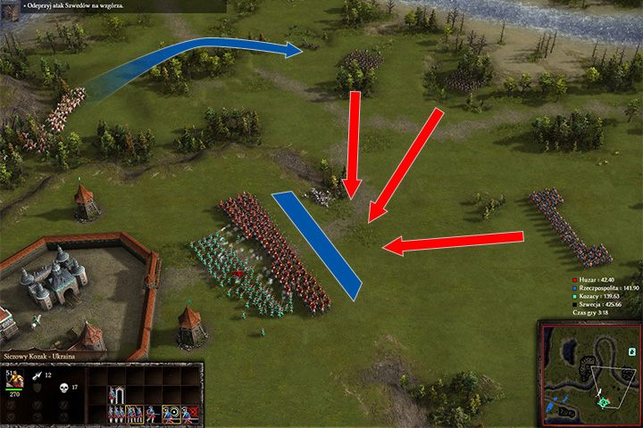 Niech lekka kawaleria zaatakuje od małej doliny na tyły muszkieterów szwedzkich. - Wojna w Inflantach | Kampania - Sława Kozakom | Kozacy 3 - Kozacy 3 - poradnik do gry