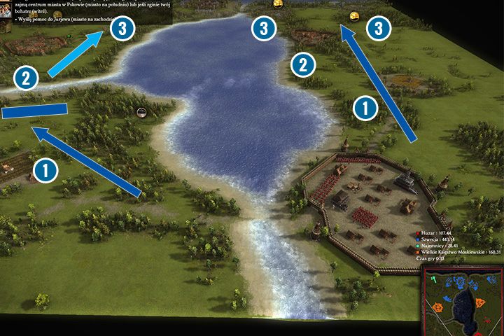 W tej misji większość czasu będziesz walczył, choć w swojej twierdzy możesz rozpocząć produkcję piechoty - Wojna w Liwonii | Kampania - Niepokój i mróz - na służbie u cara | Kozacy 3 - Kozacy 3 - poradnik do gry