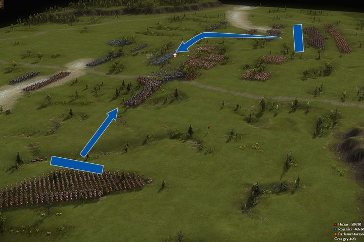 Na lewej jednak stawisz czoło sporej ilości wrogiej konnicy - Bitwa pod Naseby | Okrągłe głowy kontra kawalerowie | Kozacy 3 - Kozacy 3 - poradnik do gry