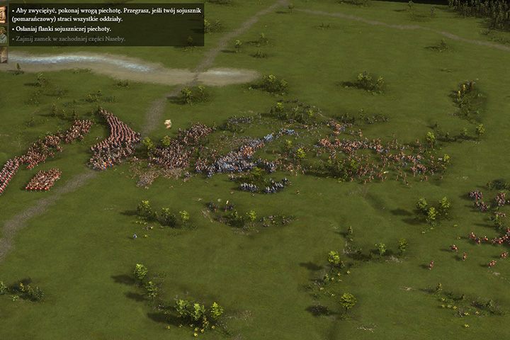 Na prawej stronie wystarczy przetrzymać pierwszy atak wroga, a następnie wspomóc swojego sojusznika na obu flankach - Bitwa pod Naseby | Okrągłe głowy kontra kawalerowie | Kozacy 3 - Kozacy 3 - poradnik do gry