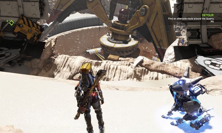 Droga na prawo szybko kończy się ślepym zaułkiem, ale chowa skrzynię. - Misja 5: Is anybody out there? | Opis przejścia ReCore - ReCore - poradnik do gry