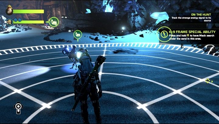 Po przytrzymaniu klawisza R poza walką, nasz towarzysz sam zacznie szukać celów na wyznaczonym terenie. - Misja 1: On The Hunt | Opis przejścia ReCore - ReCore - poradnik do gry