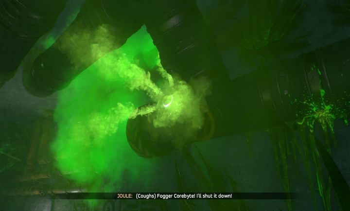 Fogger Corebyte jest przytwierdzony na stałe do jednego miejsca, ale jego gaz rozprzestrzenia się po dużej przestrzeni. - Misja 9: Altitude Adjustment | Opis przejścia ReCore - ReCore - poradnik do gry