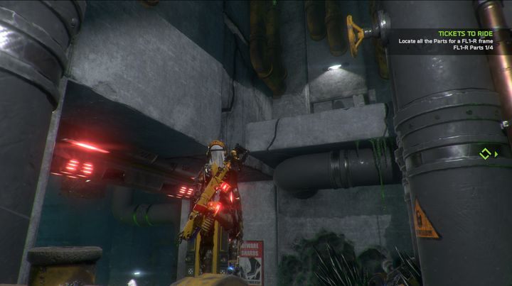 Do półki należy doskoczyć wykonując jak najdłuższe dwa skoki oraz sprint. Joule powinna sama się wciągnąć na górę. - Misja 9: Altitude Adjustment | Opis przejścia ReCore - ReCore - poradnik do gry