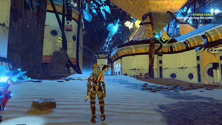 Pierwsza duża jaskinia w tej lokacji. Warto się rozejrzeć za łupami. - Misja 3: Status Check | Opis przejścia ReCore - ReCore - poradnik do gry