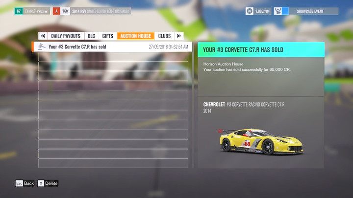 Informacja o sprzedaży zostanie dostarczona na twoją skrzynkę powiadomień aukcyjnych. - Nabywanie pojazdów | Podstawy rozgrywki w Forza Horizon 3 - Forza Horizon 3 - poradnik do gry