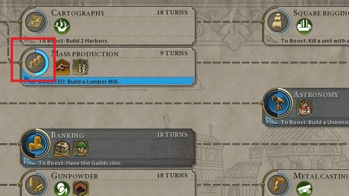 Badanie do którego odblokowano eurekę jest bardzo wyraźnie oznaczone. - Civilization 6: Drzewko technologii - porady, informacje ogólne - Sid Meiers Civilization VI - poradnik do gry