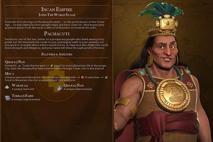 Inkowie to potęga ekonomiczna od samego początku gry - Civilization 6 Gathering Storm: Inkowie, Pachacuti, opis nacji, porady - Sid Meiers Civilization VI - poradnik do gry