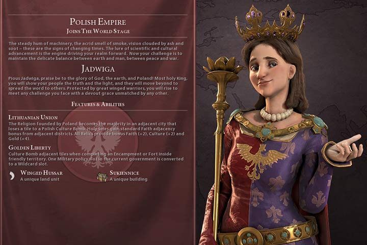 Polska, to nacja która przede wszystkim skupia się na ekspansji oraz jest nastawiona na zwycięstwo religijne - Civilization 6: Polska, Jadwiga, opis nacji, porady - Sid Meiers Civilization VI - poradnik do gry