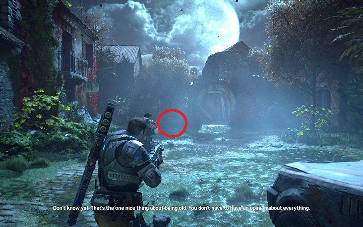 Nieśmiertelnik odnajdziesz w krzakach koło kamiennego łuku - Akt 3:1-2 - Prawie północ, Koszmary | Opis przejścia Gears of War 4 - Gears of War 4 - poradnik do gry