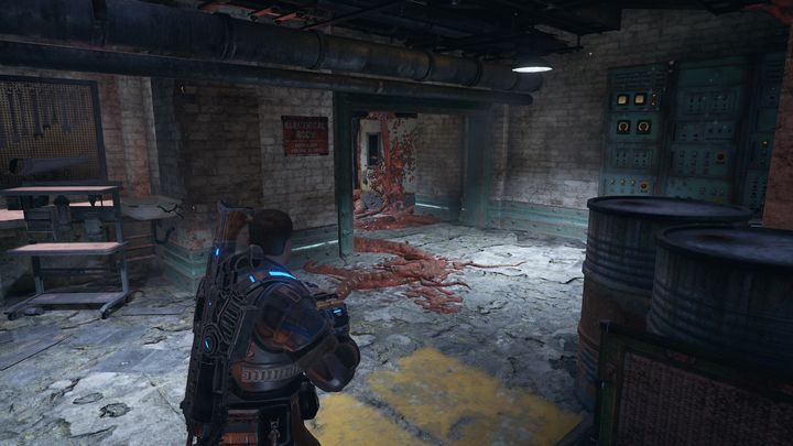 W tym pokoiku po prawej możesz zdobyć dokumenty - Akt 5:1 - Spotkanie | Opis przejścia Gears of War 4 - Gears of War 4 - poradnik do gry