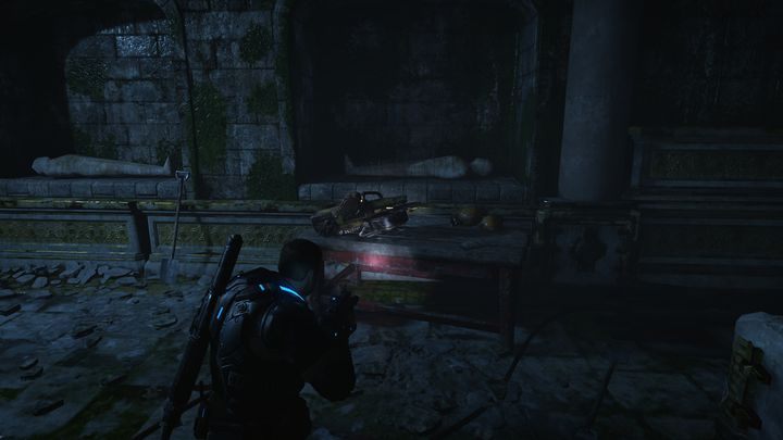 Po prawej stronie od tej broni znajdziesz nieśmiertelnik. - Akt 3:4 - Na Ostro | Opis przejścia Gears of War 4 - Gears of War 4 - poradnik do gry