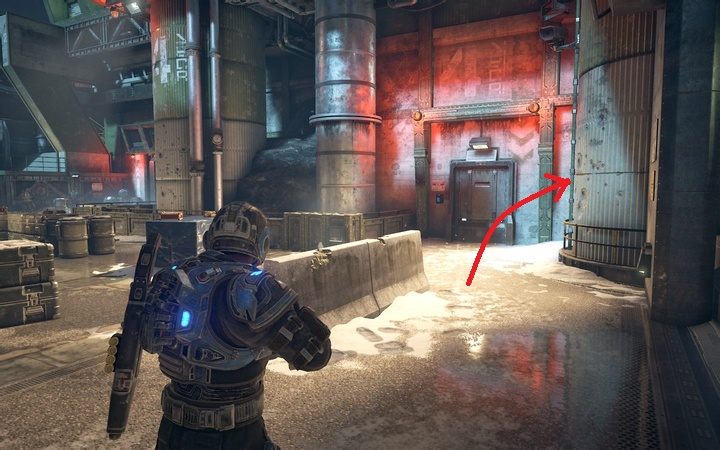 Za rogiem po prawej, po przejściu przez drzwi, odnajdziesz plakat - Akt 1:0 - Prolog | Opis przejścia Gears of War 4 - Gears of War 4 - poradnik do gry