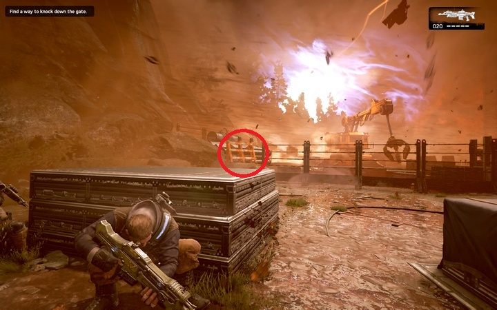 Idąc pod wiatr uważaj, gdyż dotyka on wszelkich obiektów występujących w świecie i oberwanie kawałkiem rury czy innym obiektem może być dość bolesne - Akt 1:1 - Rajd | Opis przejścia Gears of War 4 - Gears of War 4 - poradnik do gry