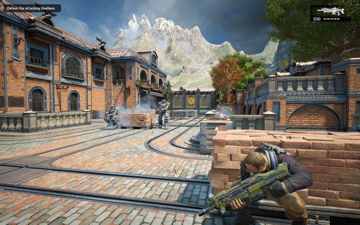 Nowe roboty są lepiej opancerzone i uzbrojone - Akt 1:3 - Nowi znajomi | Opis przejścia Gears of War 4 - Gears of War 4 - poradnik do gry