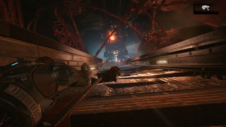 Podczas jazdy w górę unikaj spadających przedmiotów, oraz zniszcz przeszkody - Akt 4:1 - Ucieczka | Opis przejścia Gears of War 4 - Gears of War 4 - poradnik do gry