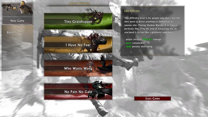 Przed rozpoczęciem rozgrywki, możesz wybrać kilka dodatkowych parametrów rozgrywki - Porady ogólne | Podstawy Shadow Warrior 2 - Shadow Warrior 2 - poradnik do gry
