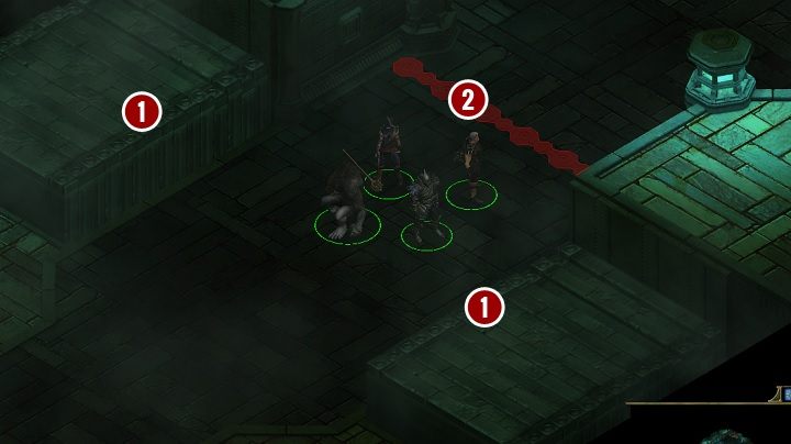 Przejdziesz w pobliżu dwóch podniesionych platform[1], a pomiędzy nimi znajdziesz pułapkę[2], którą możesz rozbroić (wymagana Przebiegłość 48) - Wyłom między światami (A Breach Between Worlds) - zadanie główne - Tyranny - poradnik do gry