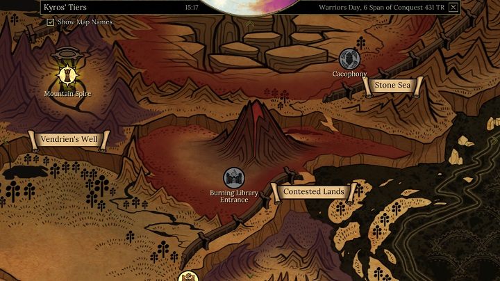 Mapę świata gry możesz uruchomić w dowolnej części każdej z lokacji - Interfejs w Tyranny | Solucja Tyranny - Tyranny - poradnik do gry