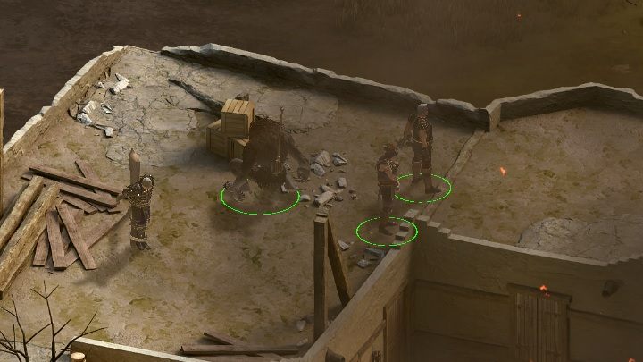 Gdy walka dobiegnie końca udaj się na dach pobliskiego domu, gdzie znajdziesz przywiązanego do pala Marica - Gaszenie Pożaru (Extinguishing the Flames) - zadanie główne | Solucja Tyranny - Tyranny - poradnik do gry