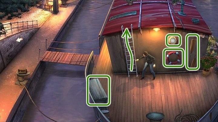 Na łodzi zajrzyj przez małe okrągłe okienko, by ocenić sytuację wewnątrz - Rozdział szósty - Amsterdam i Paryż | Yesterday Origins - Yesterday Origins - poradnik do gry