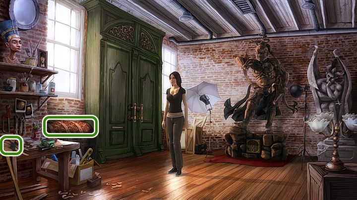 Podejdź do stojącej pod oknem ozdobnej skrzyni, odemknij zabezpieczające ją zatrzaski (z lewej i prawej strony frontu), po czym spróbuj przesunąć sworzeń blokujący sztabę (pomiędzy zatrzaskami) - nie da się - Rozdział pierwszy - Paryż | Opis przejścia | Yesterday Origins - Yesterday Origins - poradnik do gry