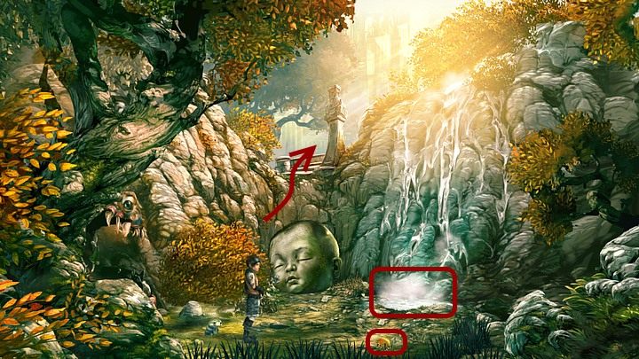 Kiedy Noah się skaleczy, biegnij przez krzaki po prawej pod wodospad i zanurz dłoń w kałuży - Rozdział pierwszy | Opis przejścia Silence - Silence - poradnik do gry