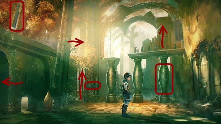 W środku okaże się, że musisz dostać się do drzwi widocznych na wspieranym przez słupy podeście po prawej - Rozdział drugi | Opis przejścia Silence - Silence - poradnik do gry