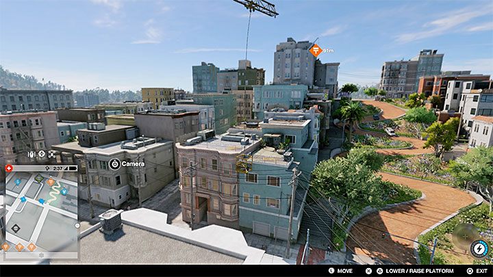 Do dźwigu przyczepiona jest mała klatka i musisz na początek sprowadzić ją na dół - Watch Dogs 2: Malowanie, solucja, operacje poboczne - Watch Dogs 2 - poradnik do gry